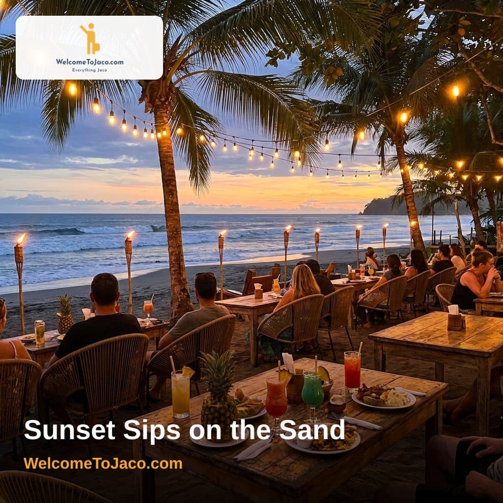 Sunset Sips on the Sand — WelcomeToJaco.com social media ad