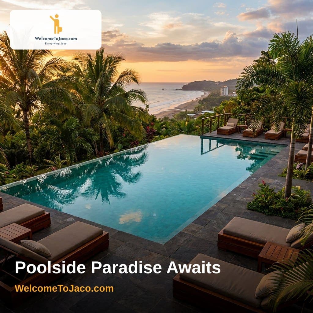 Poolside Paradise Awaits — WelcomeToJaco.com social media ad